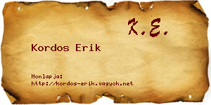 Kordos Erik névjegykártya