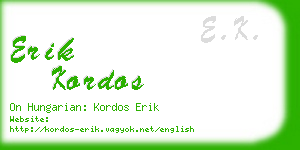 erik kordos business card